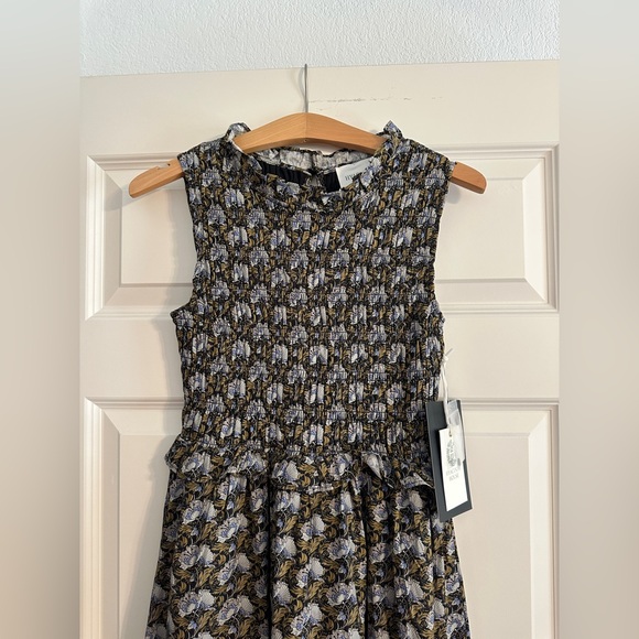 NWT Tuckernuck HYACINTH HOUSE Black Leafy Floral Smocked Seaton Midi Dress - Picture 6 of 6